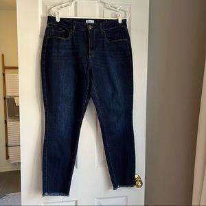 Loft outlet frayed hem jeans, size 12, curvy skinny